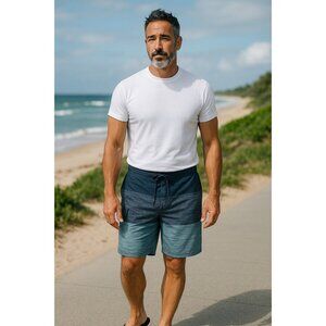 George Size S (28-30) Blue Striped E-Board Swim Trunks